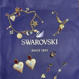 Swarovski Gold and Red Heart Necklace Set